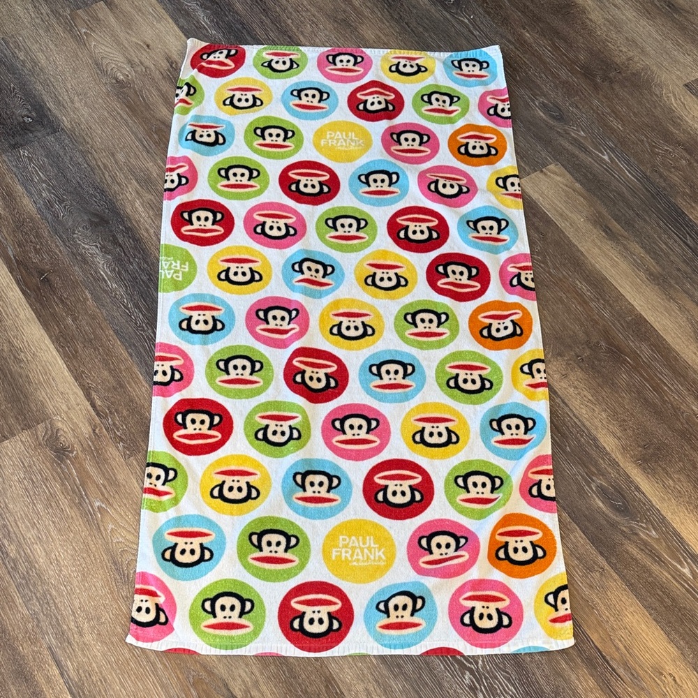 Paul Frank Multicolor Monkey Pattern Towel VTG y2k